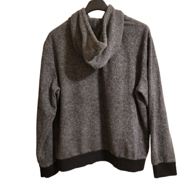 Old navy men's herringbone black & gray hooded long sleeve sweatshirt size lar - Picture 2 of 16